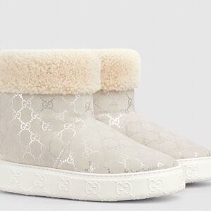 Gucci  Cream and White Logo Boots